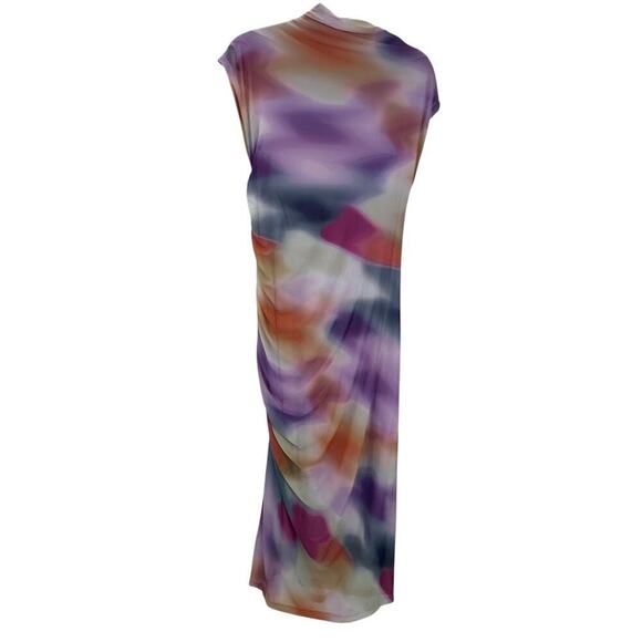 Anthropologie Maya Ruched Cowl-Neck Mesh Edition Dress Pink Combo Size M NWOT - Picture 6 of 12